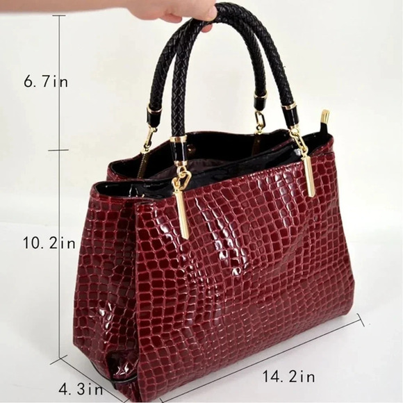 Faux Crocodile Leather Embossed Bag - Picture 2 of 13